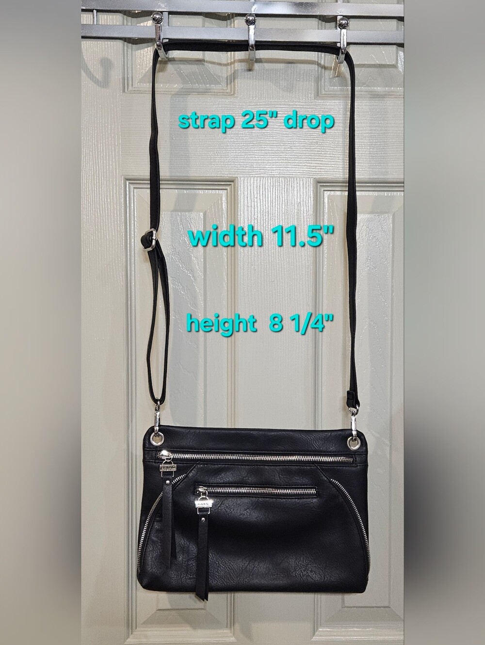 Nicole Miller Black Crossbody Bag with Silver Hardware